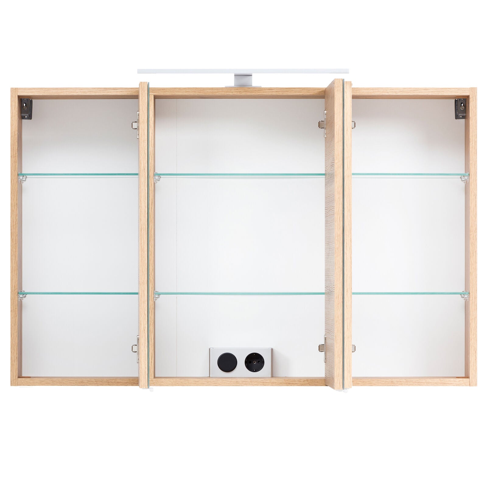 Spiegelschrank Farbe wotaneiche  FLORIA – 100 cm – 3 Spiegeltüren – LED-Beleuchtung