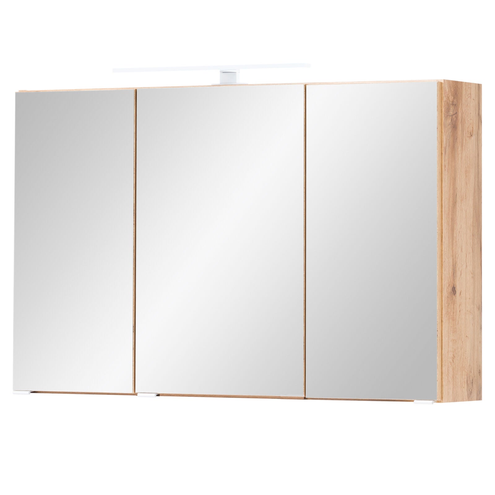 Spiegelschrank Farbe wotaneiche  FLORIA – 100 cm – 3 Spiegeltüren – LED-Beleuchtung