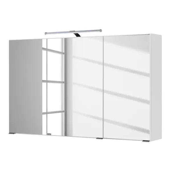 Spiegelschrank Farbe wotaneiche  FLORIA – 100 cm – 3 Spiegeltüren – LED-Beleuchtung