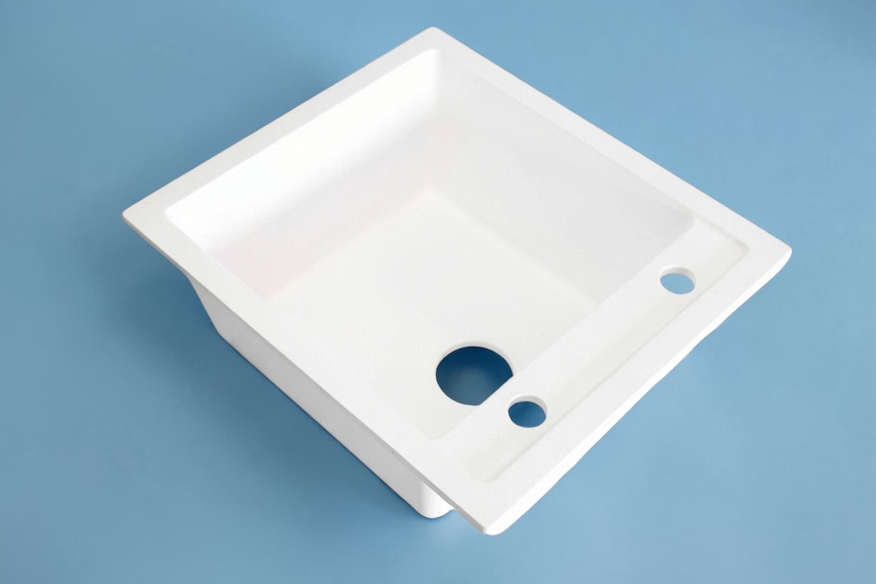 Granit-Spülbecken 51x45 in Weiß – Modern, robust &amp; funktional