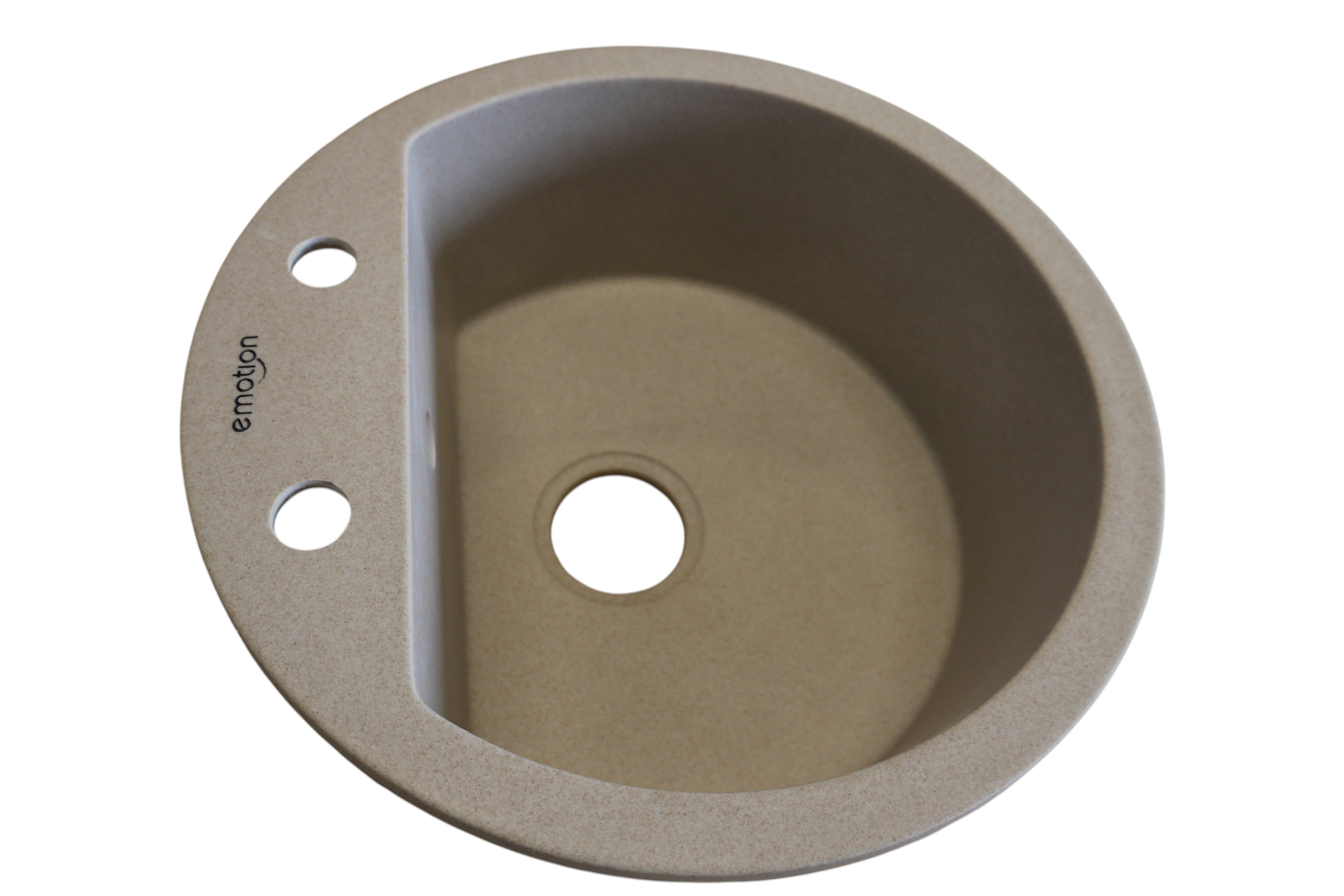 Spülbecken aus Granit – Beige, rund, 50 cm