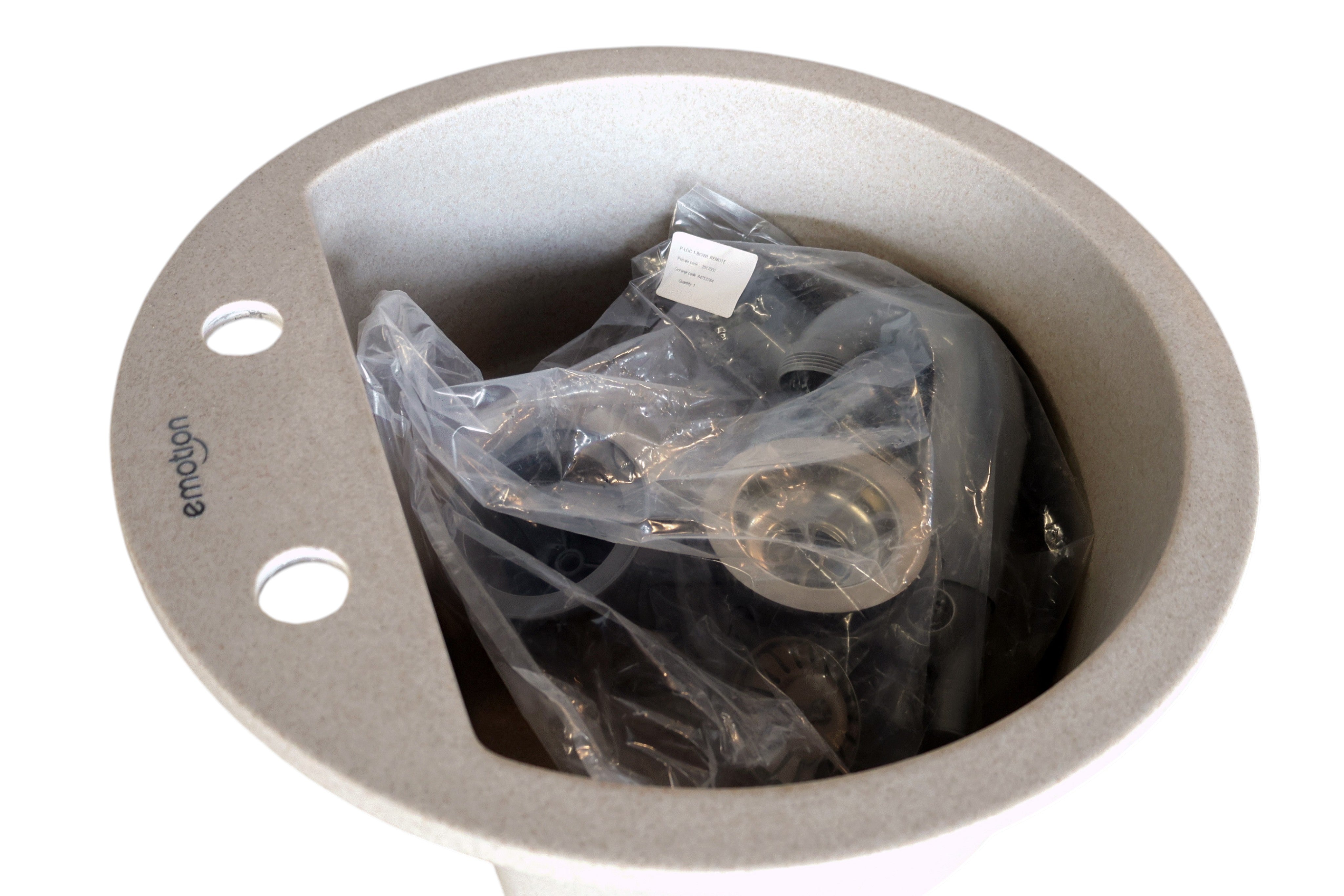 Spülbecken aus Granit – Beige, rund, 50 cm