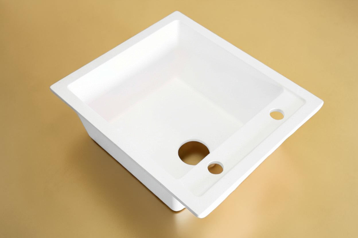 Granit-Spülbecken 51x45 in Weiß – Modern, robust &amp; funktional